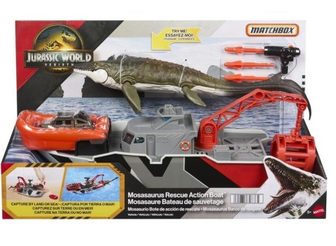 Matchbox Jurassic World Mozazaur i łódź ratunkowa