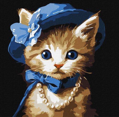 Malowania po numerach - Kotek w kapeluszu 30x30cm