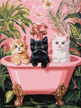 Malowanie po numerach - Koty w łazience 30x40cm