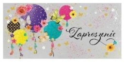 Zaproszenie jaskrawe balony z kopertami 5szt