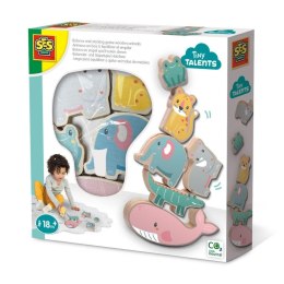 Gra równowagi i układania drewnianych zwierząt