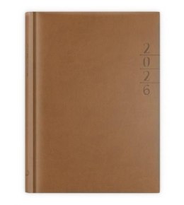 Kalendarz 2026 A5 dzienny Lux złocony brązowy