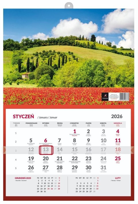Kalendarz 2026 jednodzielny Lux MIX