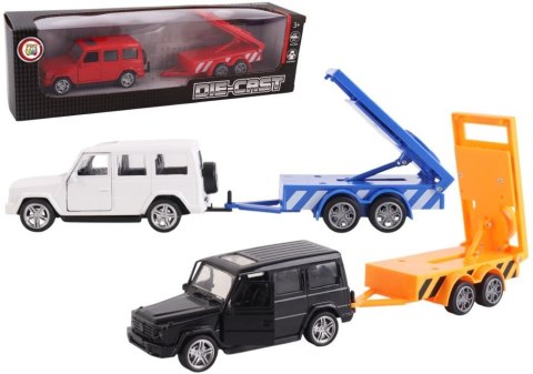 Samochód z przyczepą roboty drogowe metal mix