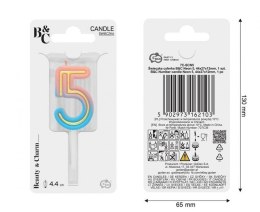 Świeczka B&C cyferka 5 neon