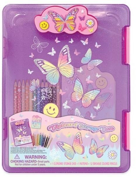 Teczka z klipsem + kredki Motylki