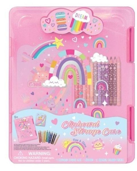 Teczka z klipsem + kredki Tęcza
