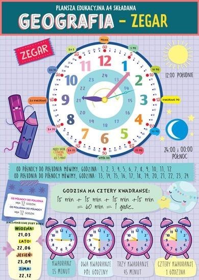 Karta edu składana j. geografia - zegar A4