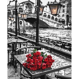 Malowanie po numerach 40x50cm Róże na stoliku