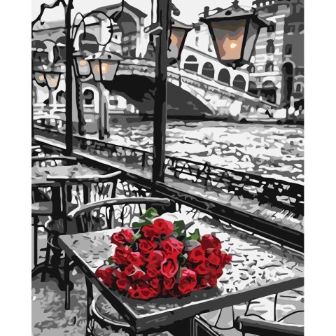 Malowanie po numerach 40x50cm Róże na stoliku