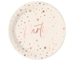 Talerzyki papierowe Rose Gold Party 23cm 8szt