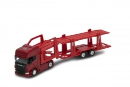 Tir Scania V8 R730 1:64 czerwona laweta WELLY