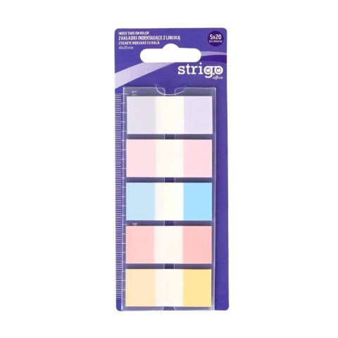 Zakładki indeksujące z linijką 45x20 5kol 100K