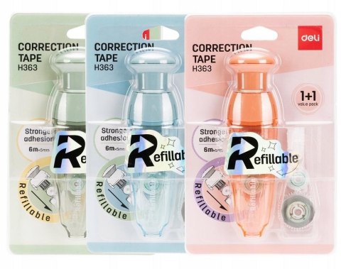 Korektor w taśmie 5mmx6m+dodatkowy wkład mix DELI