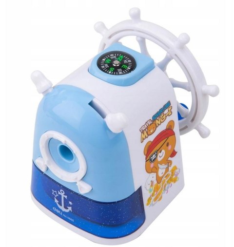 Temperówka ręczna na korbkę Boats niebieska DELI