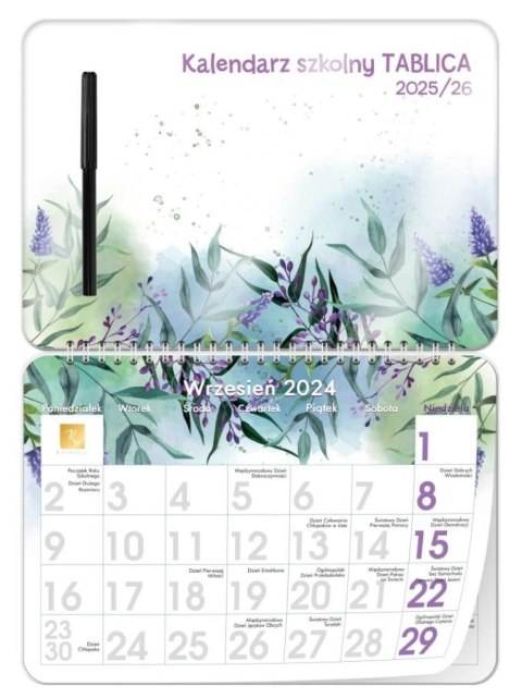 Kalendarz szkolny tablica 2025/2026