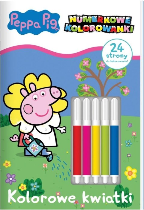 Peppa Pig. Numerkowe kolorowanki. Kolorowe kwiatki