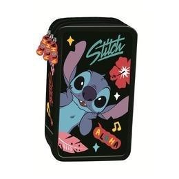 Piórnik potrójny z wyposażeniem Stitch black Aloha