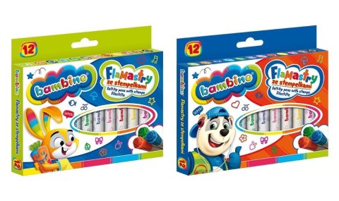 Flamastry ze stempelkami 12 kolorów BAMBINO