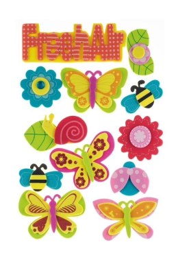 Naklejki z pianki kwiatki 12szt MIX