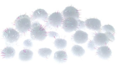 Pompony metaliczne białe 2cm 40szt