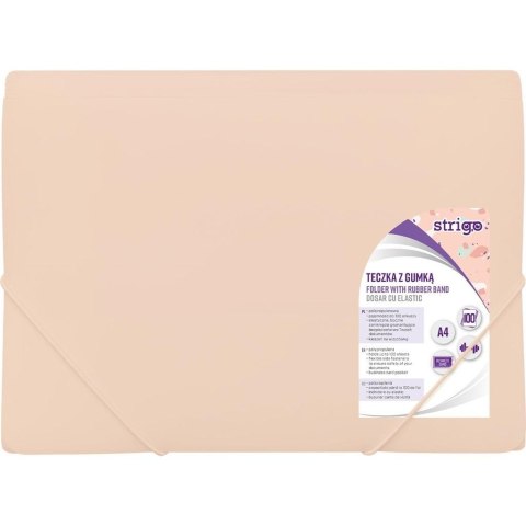 Teczka z gumką A4 PP pastel morelowa STRIGO