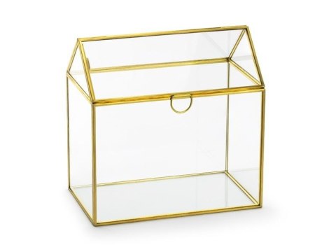Szklane pudełko na koperty złoty 13x21x21cm