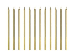Świeczki urodzinowe gładkie złote 14cm 12szt