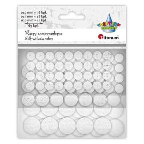 Rzepy samoprzylepne okrągłe białe 69kpl