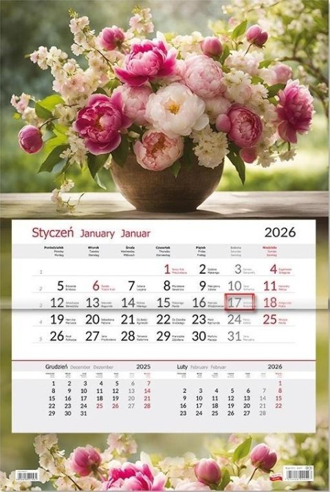 Kalendarz 2026 jednodzielny Kwiaty