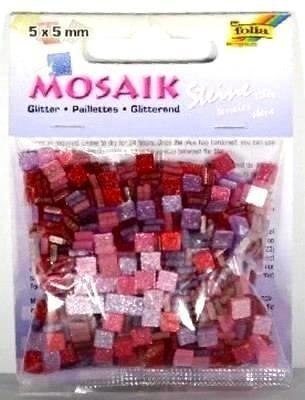 Mozaika kamyczki brokatowe 5x5mm różowe