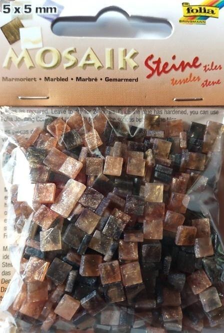 Mozaika kamyczki marmurkowe 5x5mm brązowa