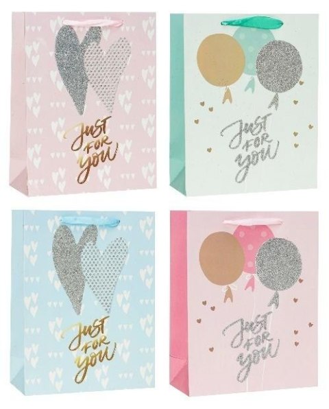 Torebka ozdobna brokat 18x23x8cm mix ROZETTE