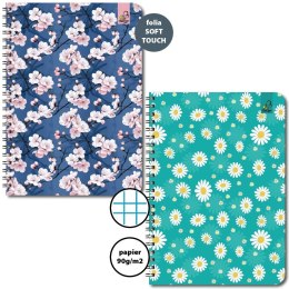 Kołozeszyt A5/50K kratka 90g Kwiatki (6szt)