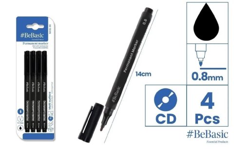 Marker permanentny 4szt czarny