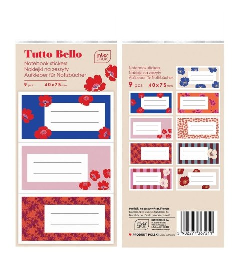 Naklejki na zeszyty Flowers 9szt