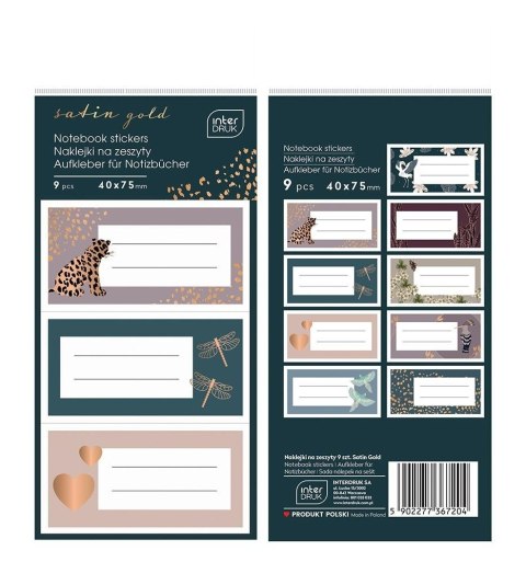 Naklejki na zeszyty Satin Gold 9szt