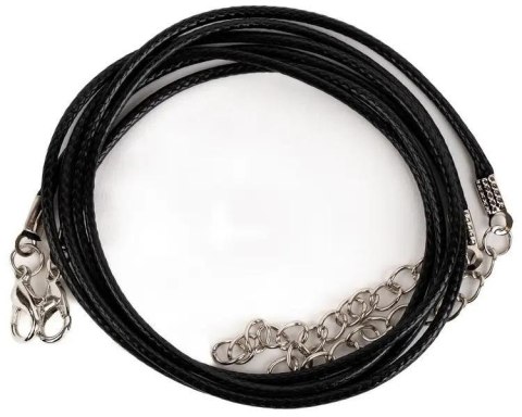 Sznurek do naszyjników z zapięciem czarny 2szt