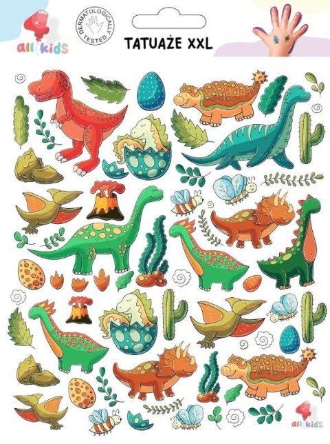 Tatuaże zmywalne dla dzieci Dinozaury XXL