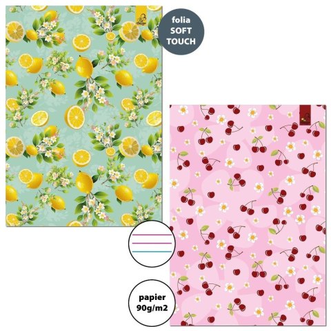 Zeszyt A4/32K 3-linie kolor 90g Owoce (6szt)