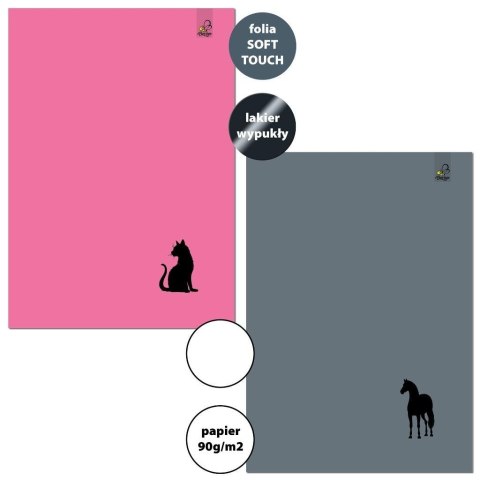 Zeszyt A4/32K gładki 90g Kot Koń (6szt)