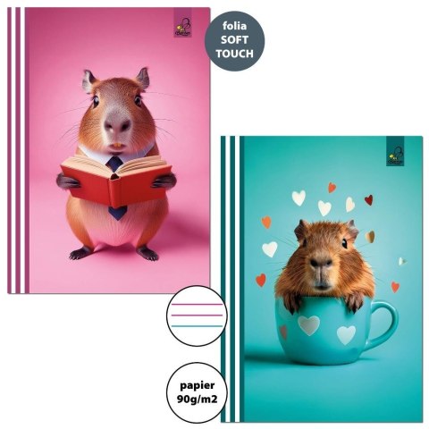 Zeszyt A5/32K 3-linie kolor 90g Kapibara (10szt)