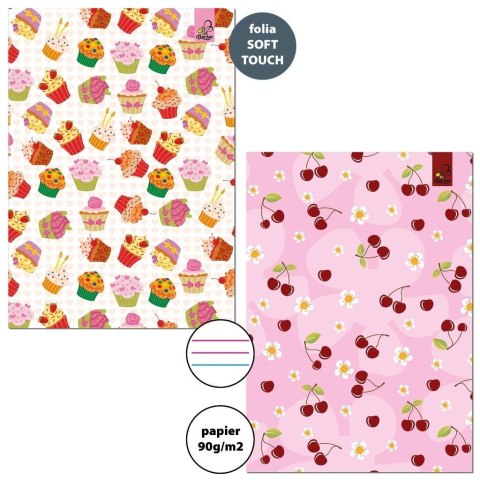 Zeszyt A5/32K 3-linie kolor 90g Słodycze (10szt)