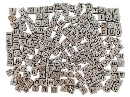 Koraliki ABC - Srebrne literki 6mm 30g