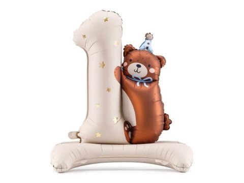 Balon foliowy cyfra 1 z Misiem 81x72cm