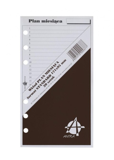 Wkład do organizera ST Plan miesiąca ANTRA