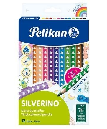 Kredki Silverino trójkątne grube 12 kolorów