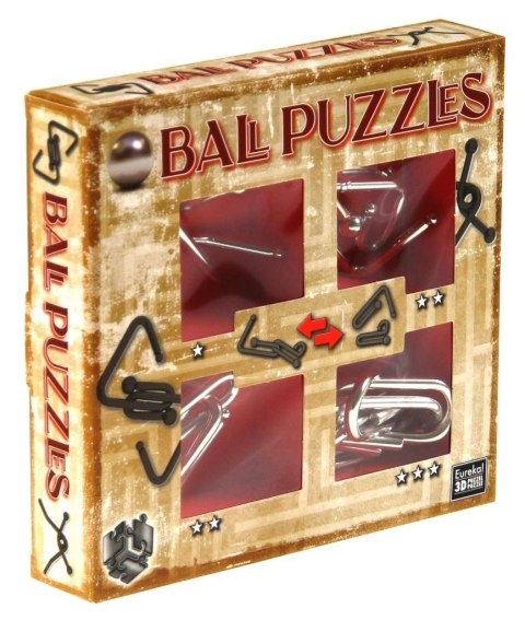 Łamigłówki metalowe 4 szt Ball Puzzles czerwony G3