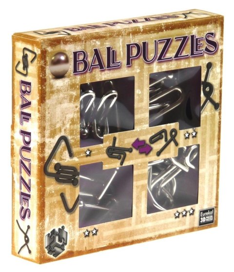 Łamigłówki metalowe 4 szt Ball Puzzles fiolet G3