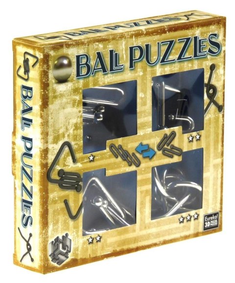 Łamigłówki metalowe 4 szt Ball Puzzles niebiesk G3